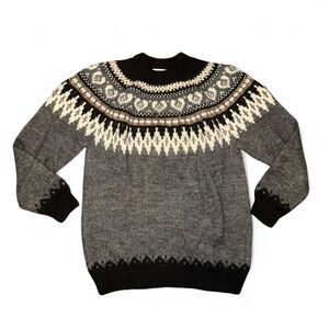 Vintage The Alpaca Connection Handmade Peru 100% Alpaca Sweater Nordic Fair Isle